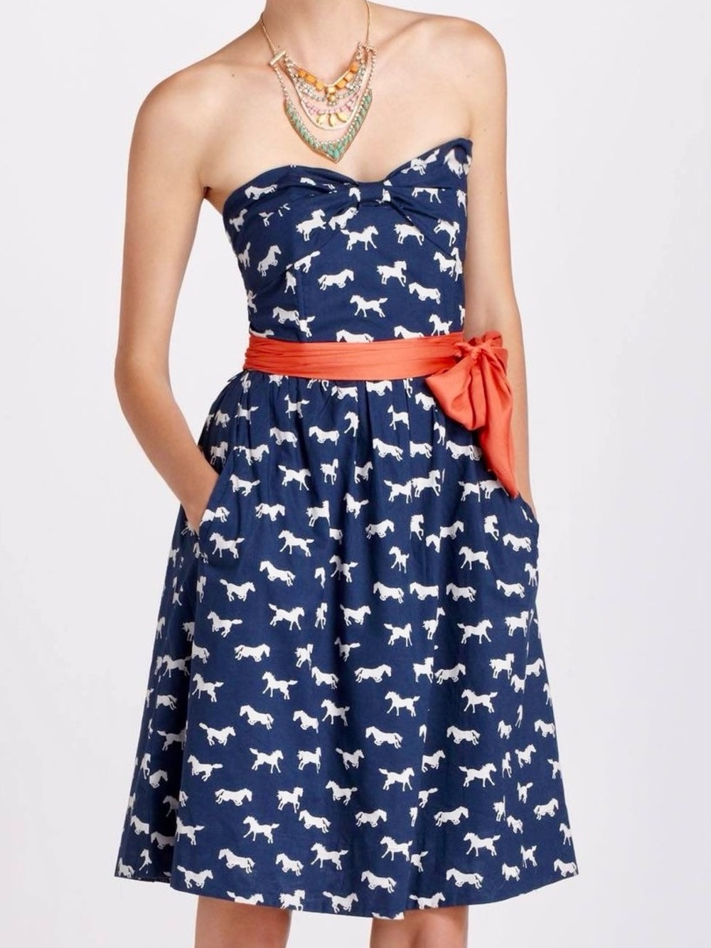 Anthropologie Porridge Horse Strapless Dress